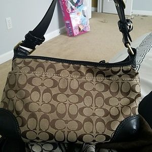 Authentic Tan & Black Coach Purse